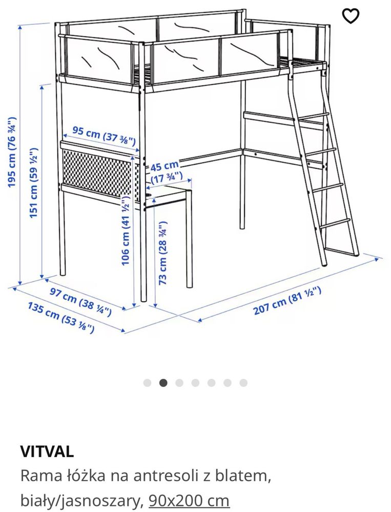 Łóżko piętrowe Ikea Vitval