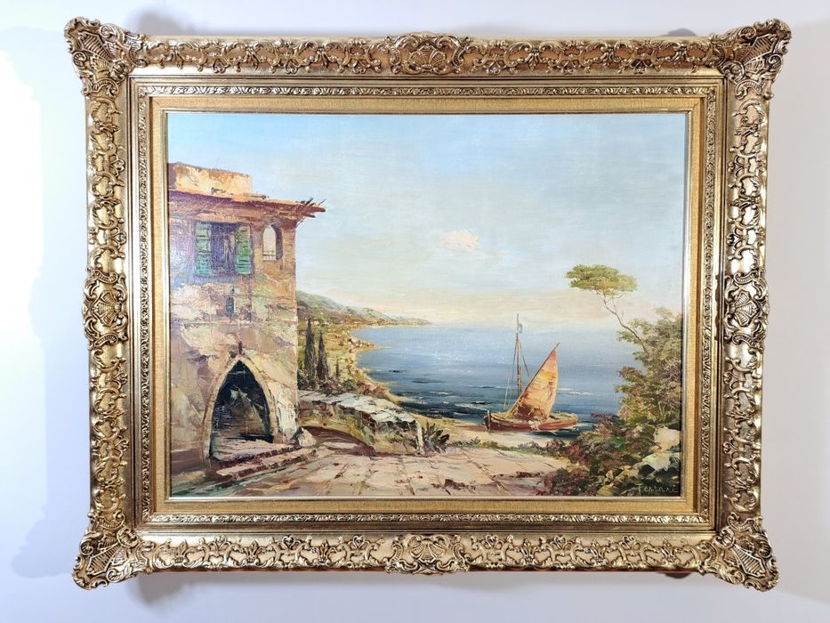 "Pejzaż Śródziemnomorski" sygn. Ferrari(Berto Ferrari ] olej na płótni