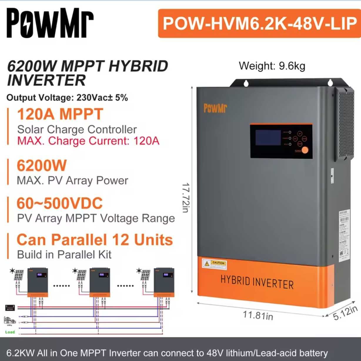 Інвертор PowMr 6.2KW Parallel