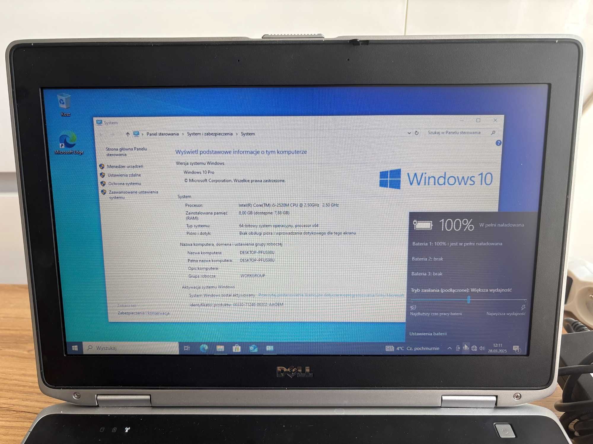 Dell Lattitude e6420 Windows 10 Stacja Dokująca Ładowarka Zestaw