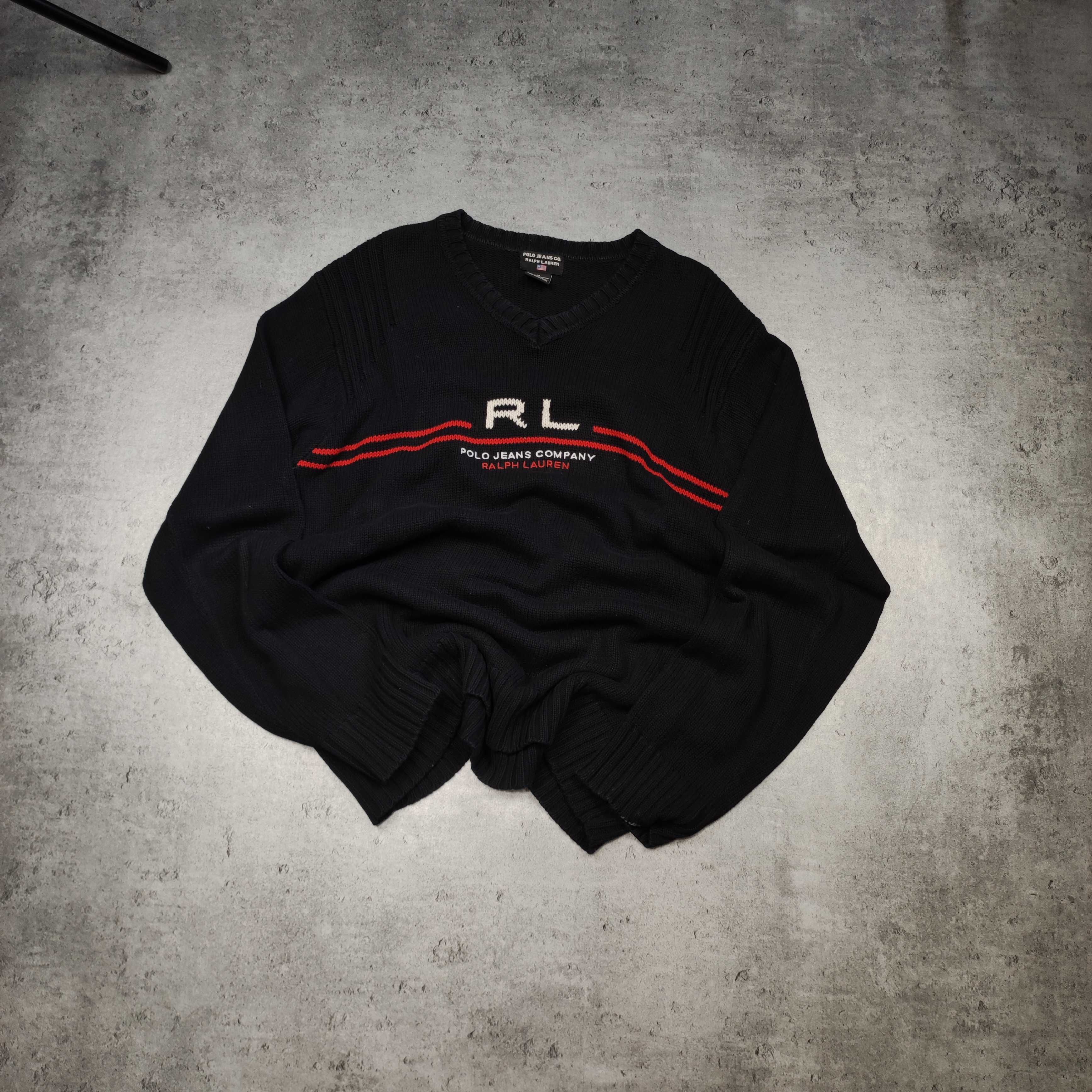 MĘSKI Elegancki Sweter Polo Sport Jeans Ralph Lauren V Kołnierzyk Logo