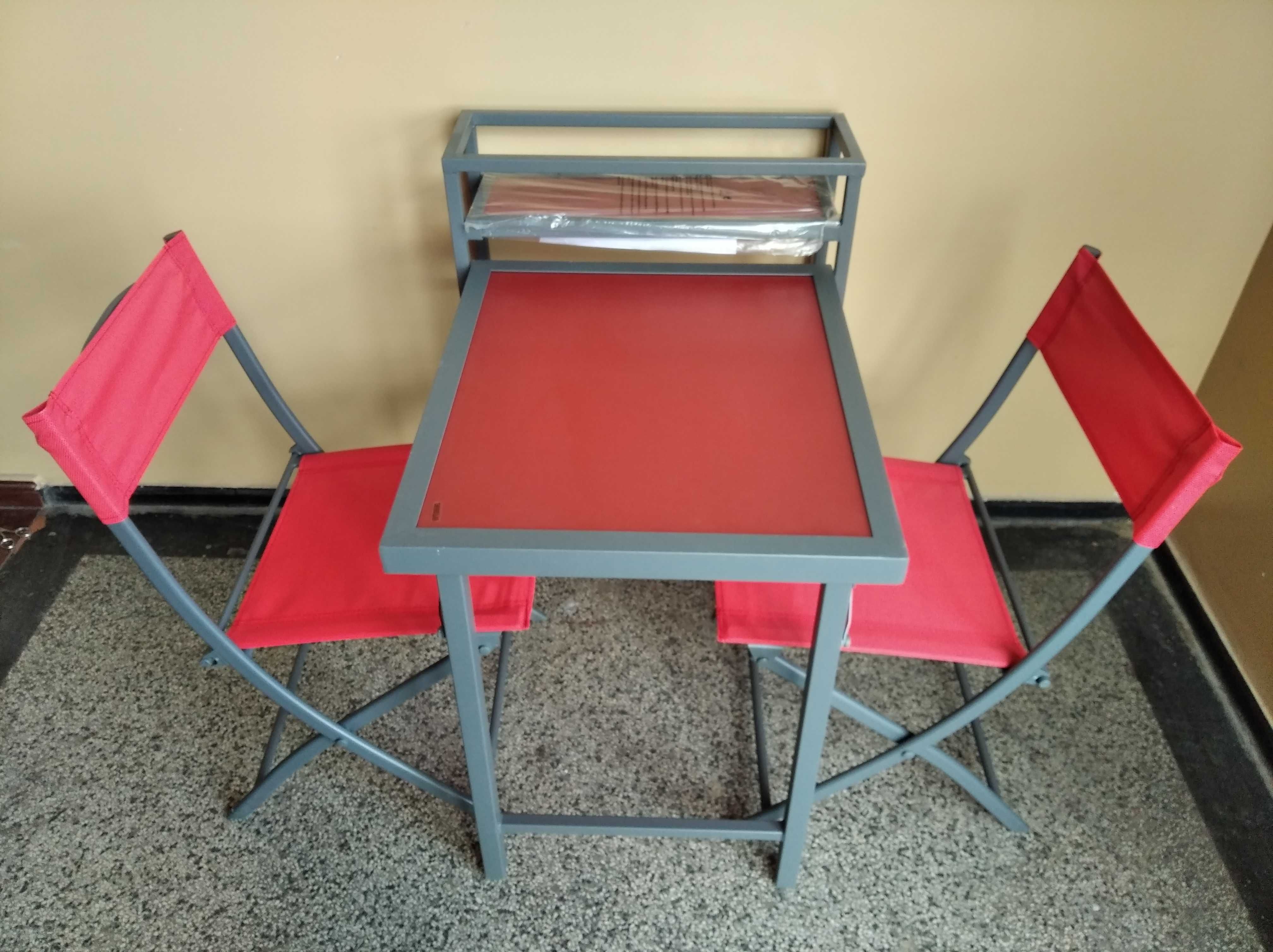 NAJTANIEJ Zestaw Meble Balkonowe Stół + Dwa Krzesła Wysyłka