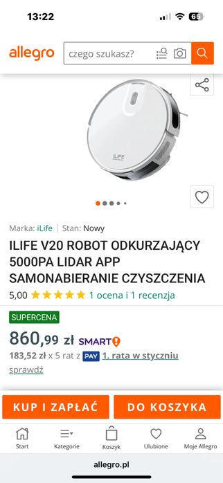 Odkurzacz robot Ilife V 20