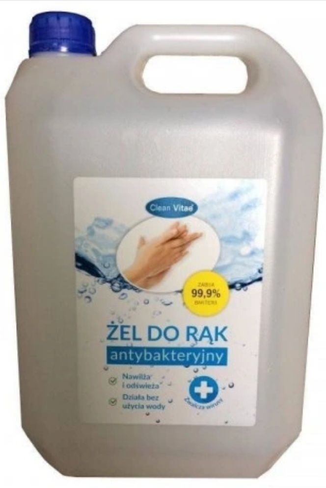Żel do rąk antybakteryjny. Plyn do dezynfekcji. 5 litrów