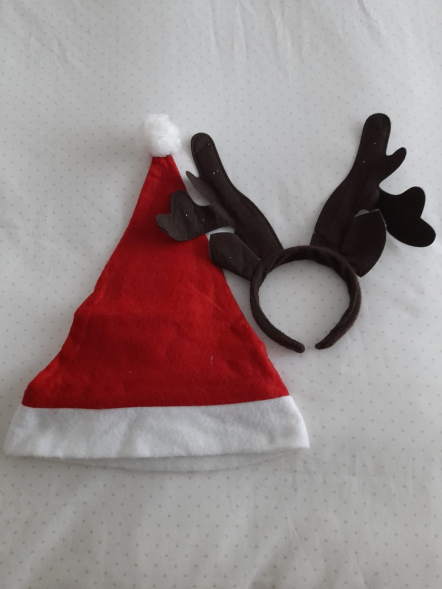 Conjunto de gorro de Natal + bandulete de rena em castanho