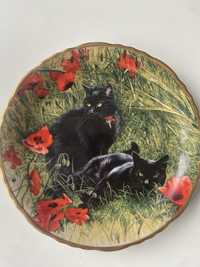 Talerz dekoracyjny kot czarny