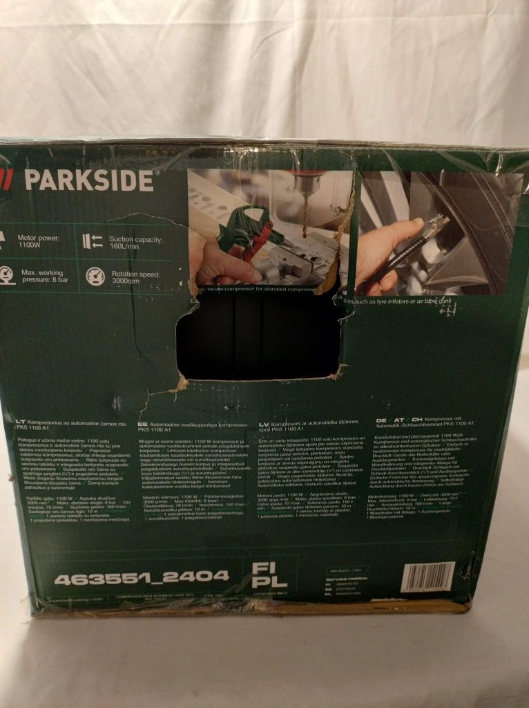 Kompresor wiszący z automatycznym wężem PKS 1100 W Parkside