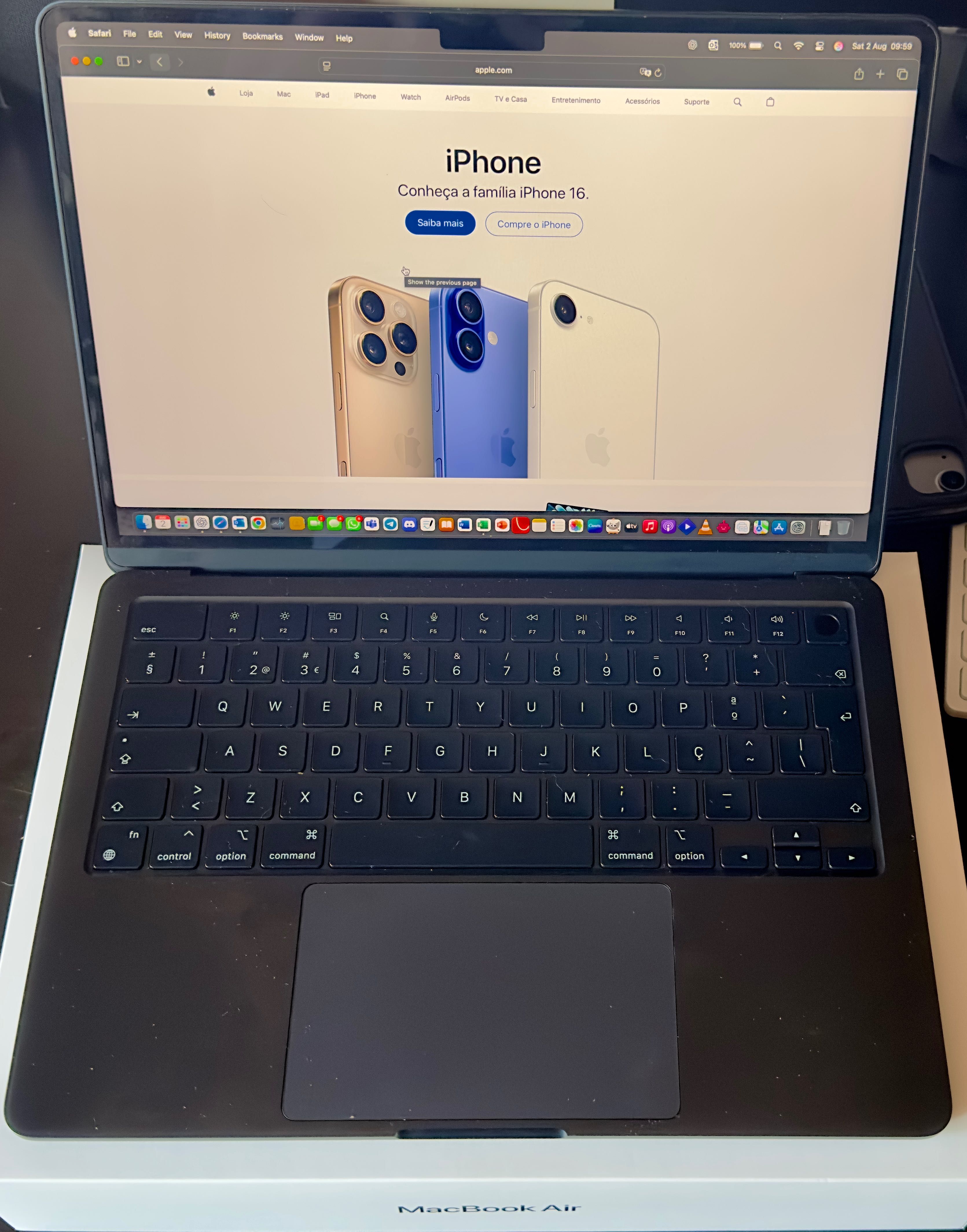 MacBook Air 13" (M3) 2024 8GB 256GB - Meia Noite