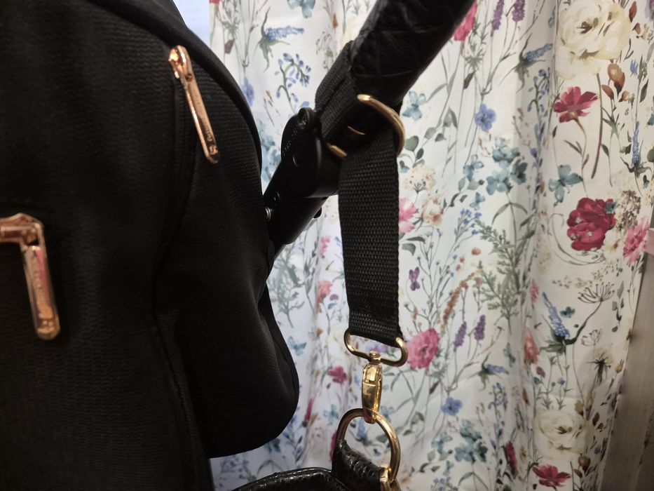 Czarna torebka ekoskóra torba do wózka