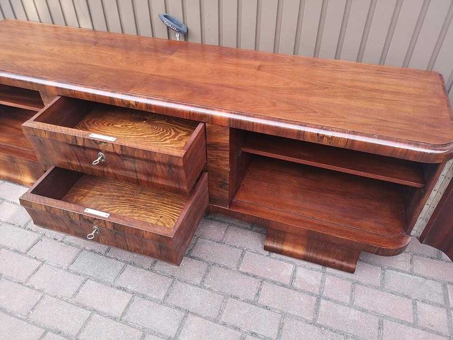 Komoda ART-DECO RTV Niska Orzech 198 Zgrabna Stara Antyk Po Renowacji.