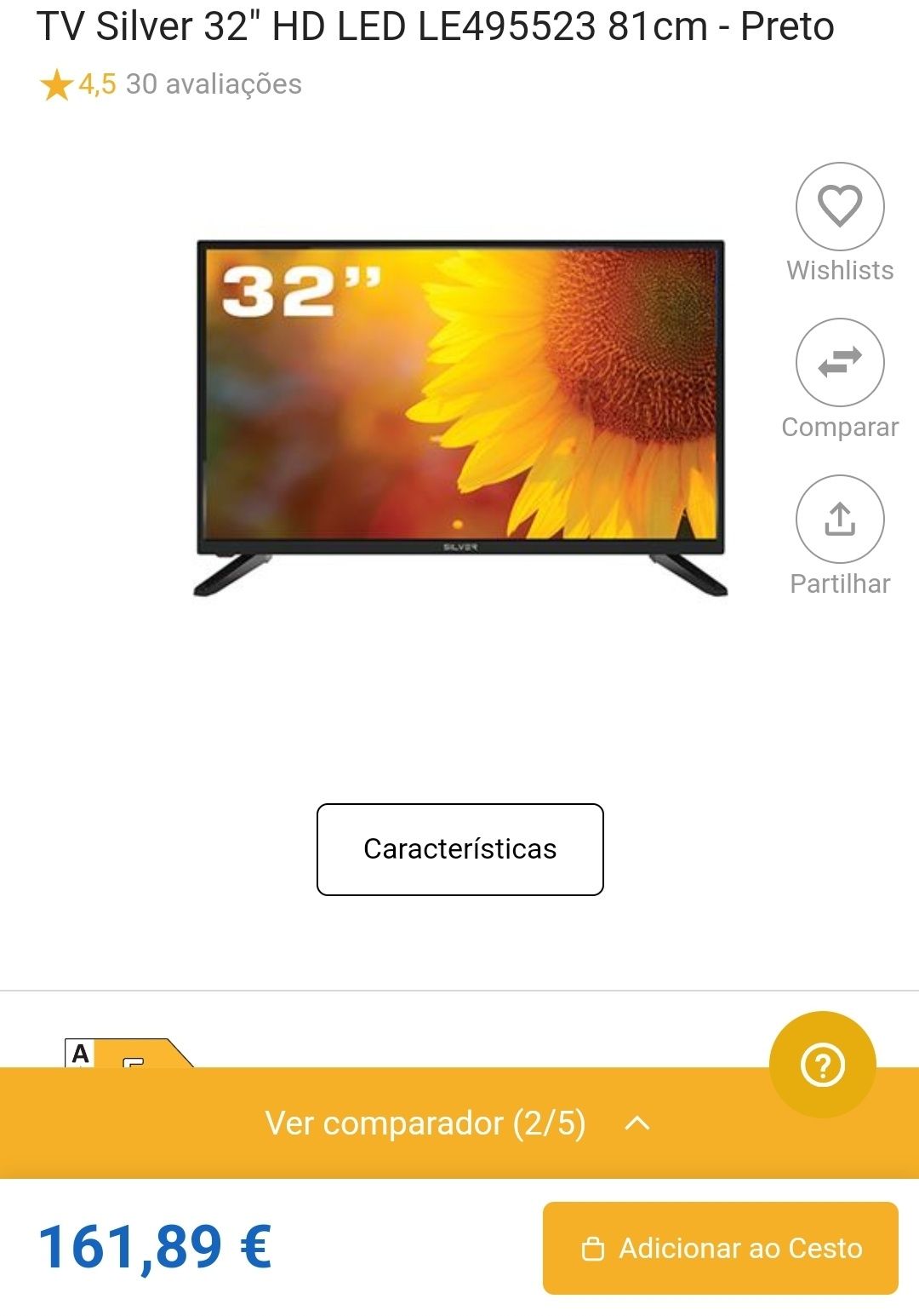 TV Silver 32" HD 81cm - Preto