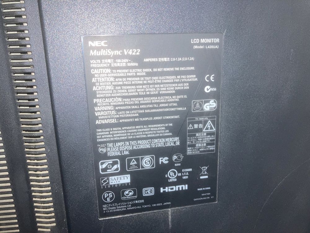 Monitor Nec V422 42 cale