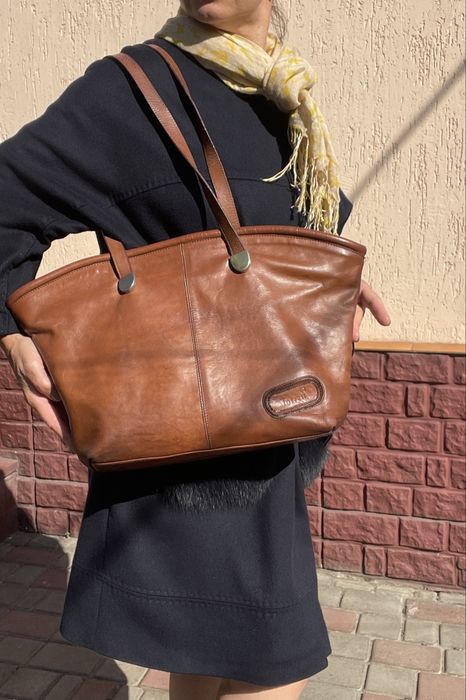 Torresi lucio велика шкіряна сумка шопер вінтаж коричнева