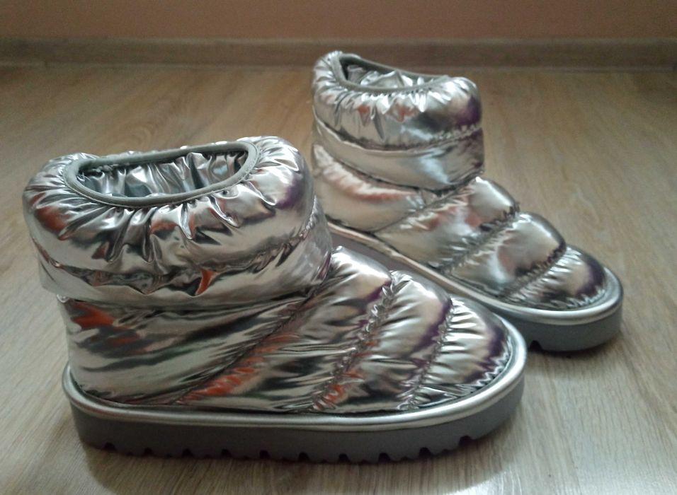 Srebrne śniegowce botki H&M 39