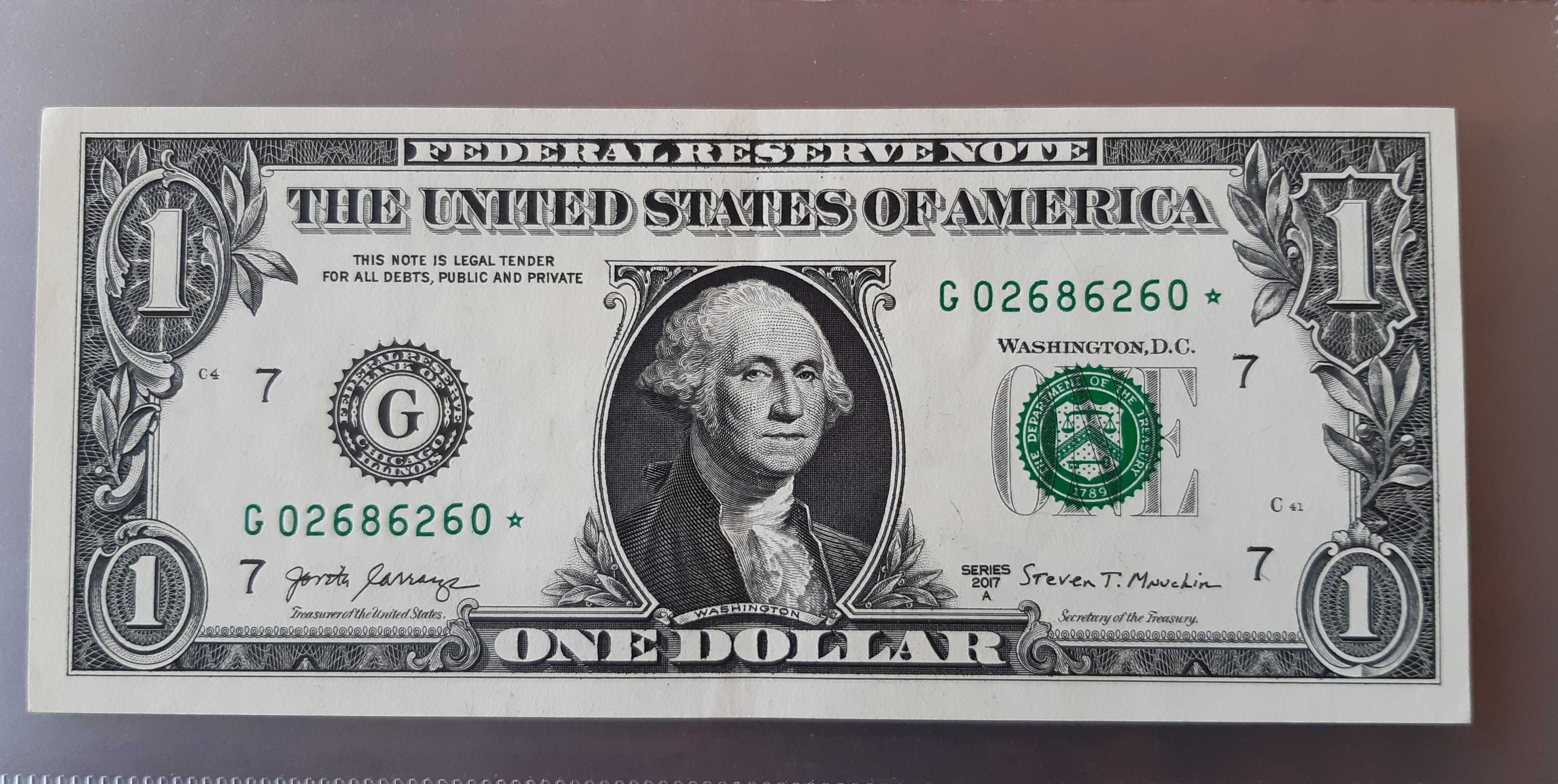 1 dollar z gwiazdą seria A2017 unikalny  numer tylko cyfry parzyste