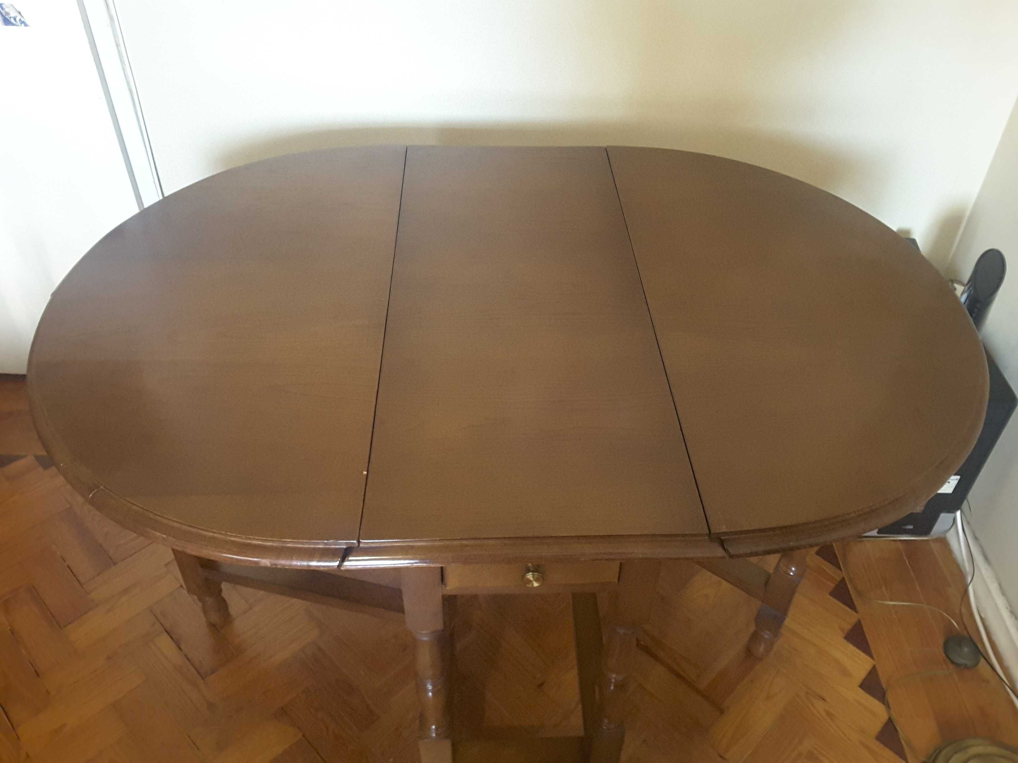 Mesa Antiga de Abas Oval Dobrável