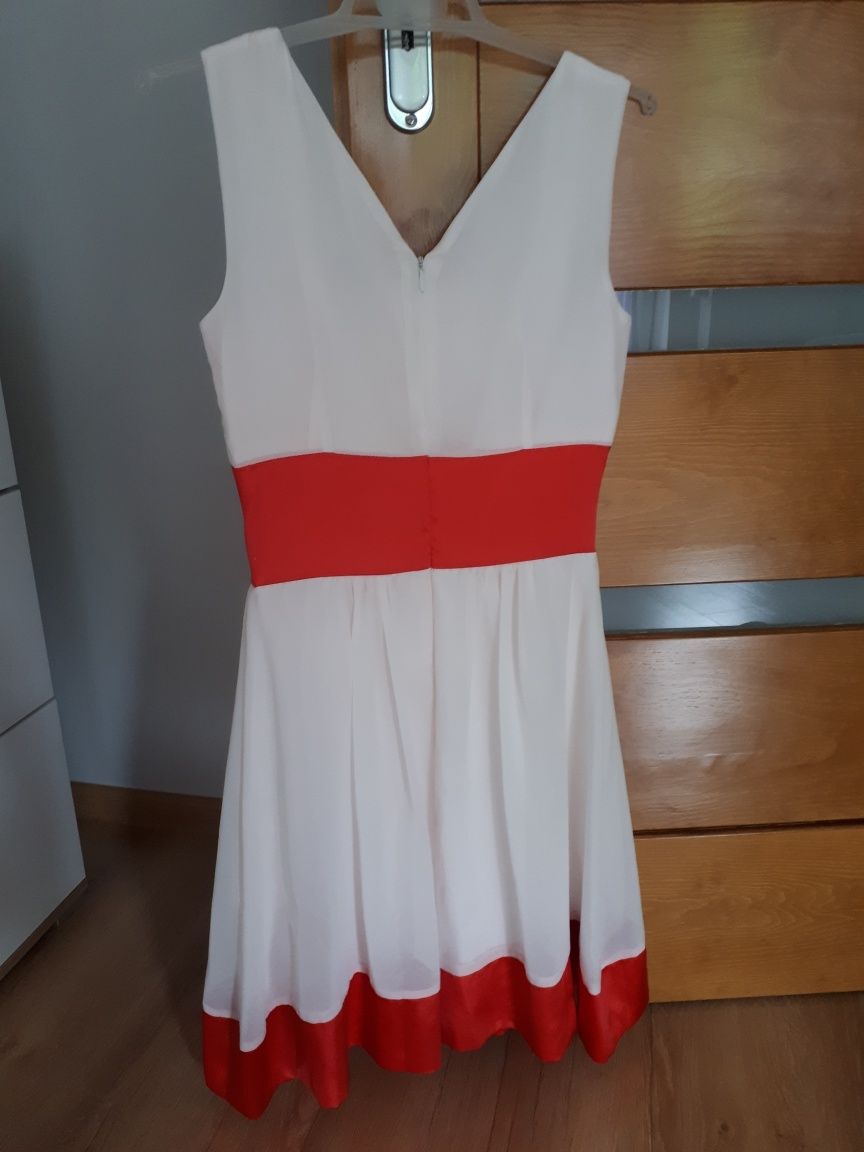 Biało-czerwona sukienka 36 S