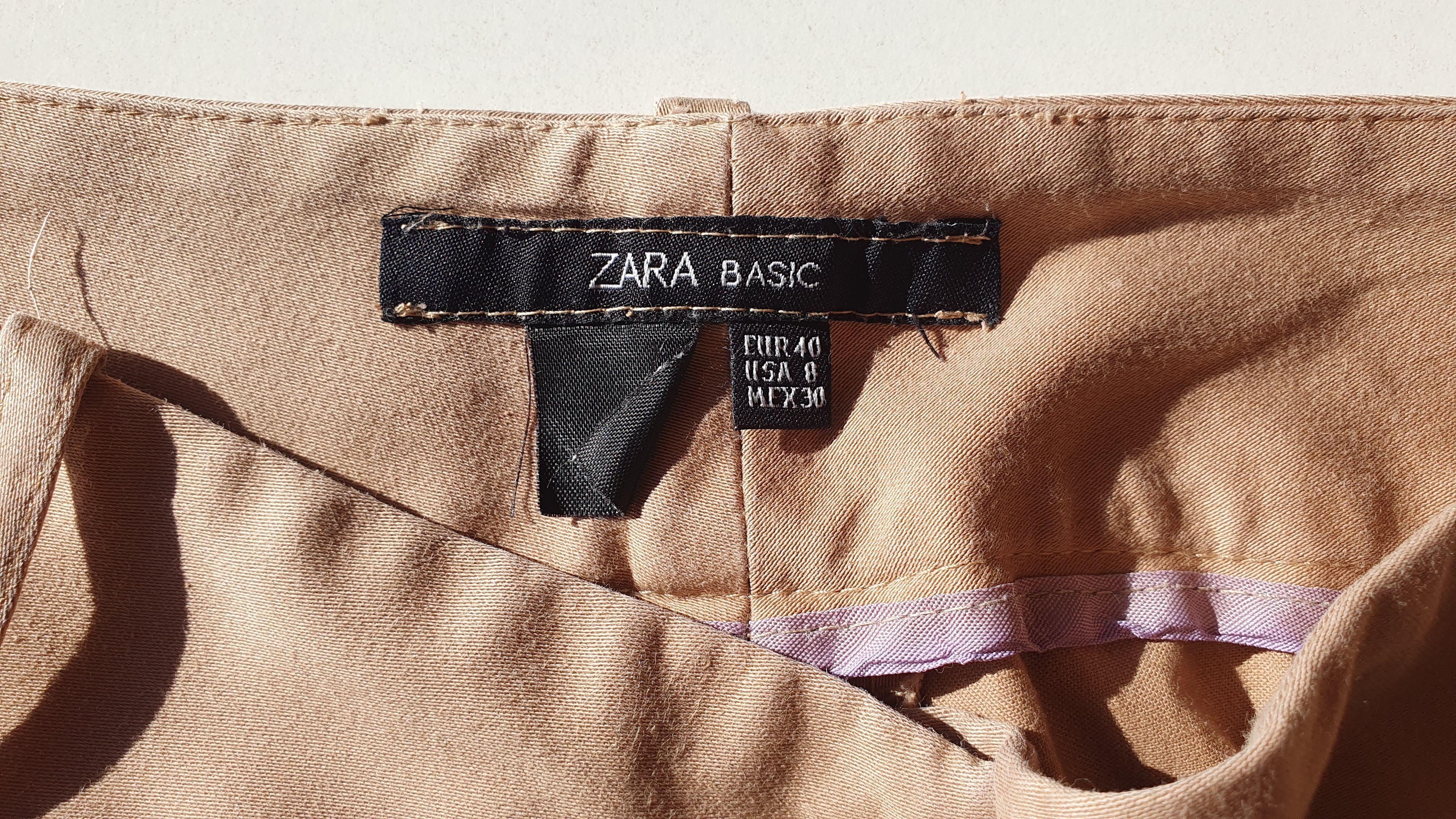 Calças Zara Basic Classic Bege- Tamanho 40 - Calças à Boca de Sino