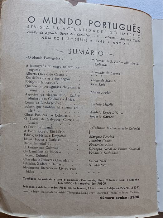 Revista * Mundo Português * Ano Xlll 1946 * Revista Rara