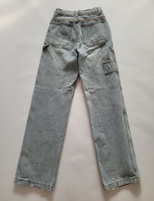 Jasne jeansowe szerokie proste spodnie wide leg wysoki stan 36 S