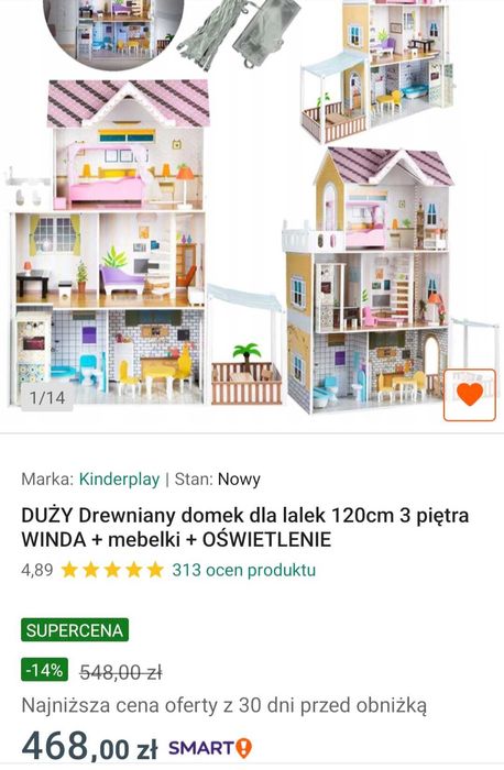 Duży drewniany domek dla lalek