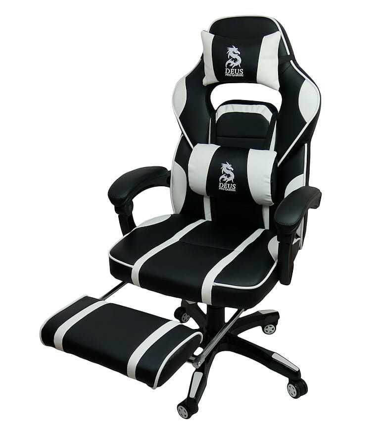 Fotel Gamingowy DEUS Large White obrotowy dla graczy