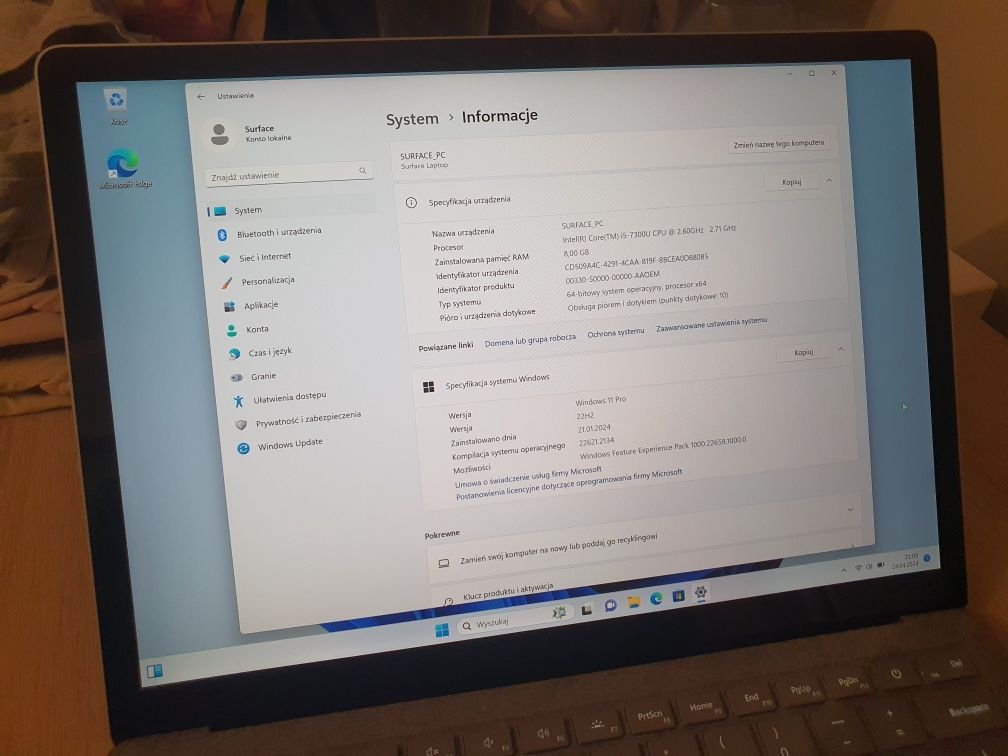 Microsoft Surface Laptop i5-7300U/8GB/256GB Win11Pro