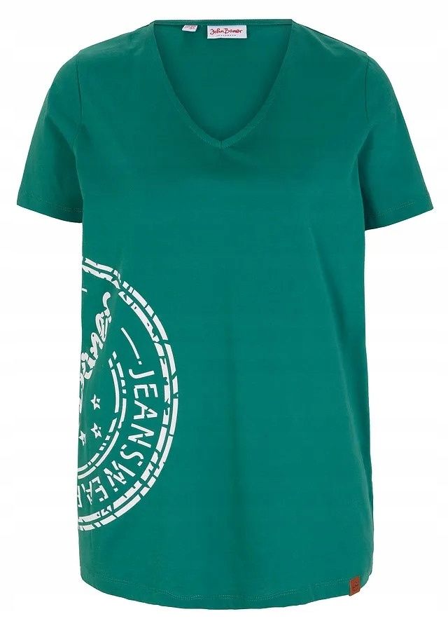 B.P.C zielony t-shirt bawełniany z nadrukiem ^40/42