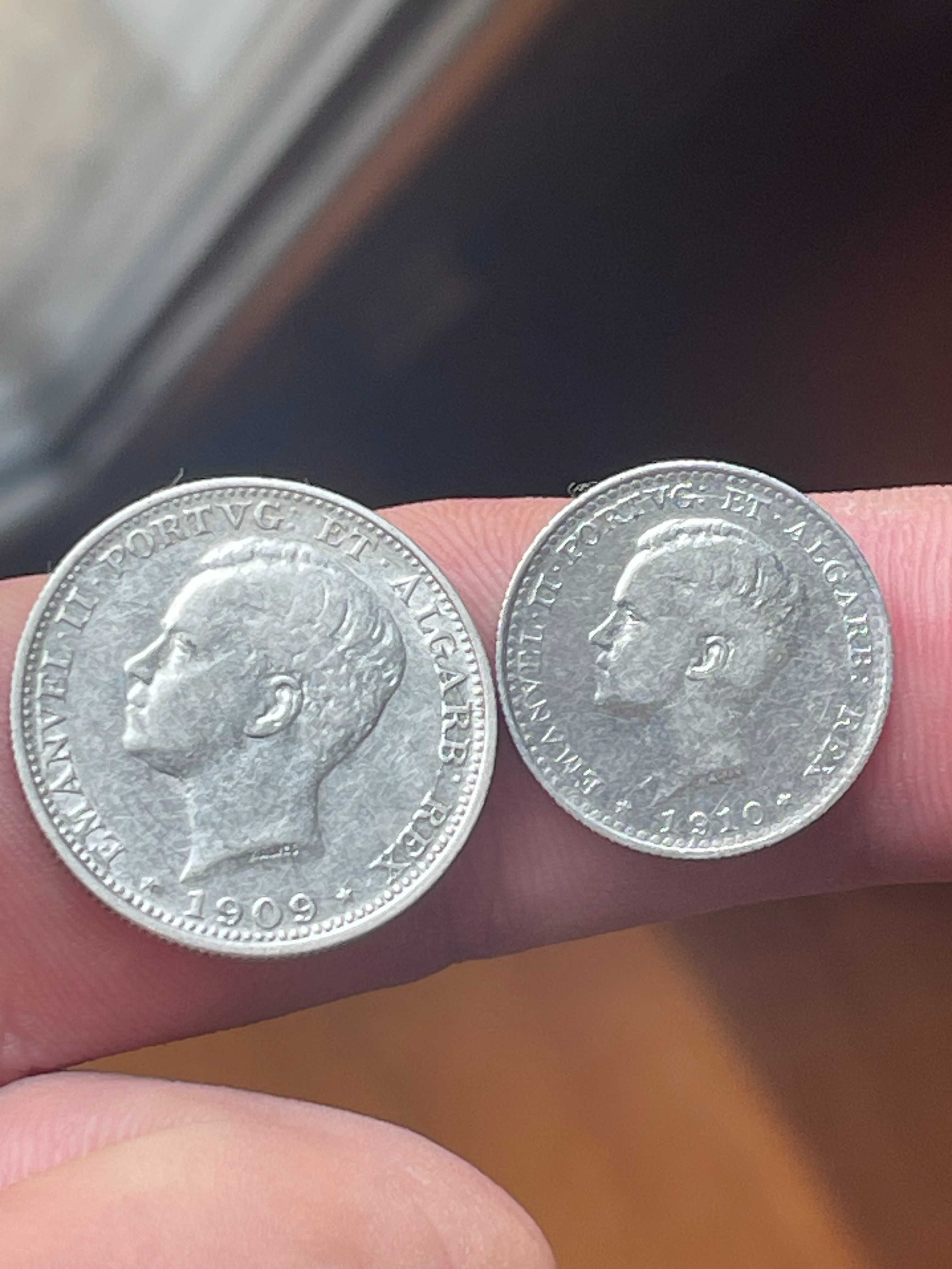 duas moeda em prata 100 e 200 reis d. Manuel