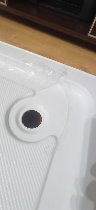 Brodzik półokrągły kabinowy 90x90x12 cm wysoki  plus niski nowy syfon