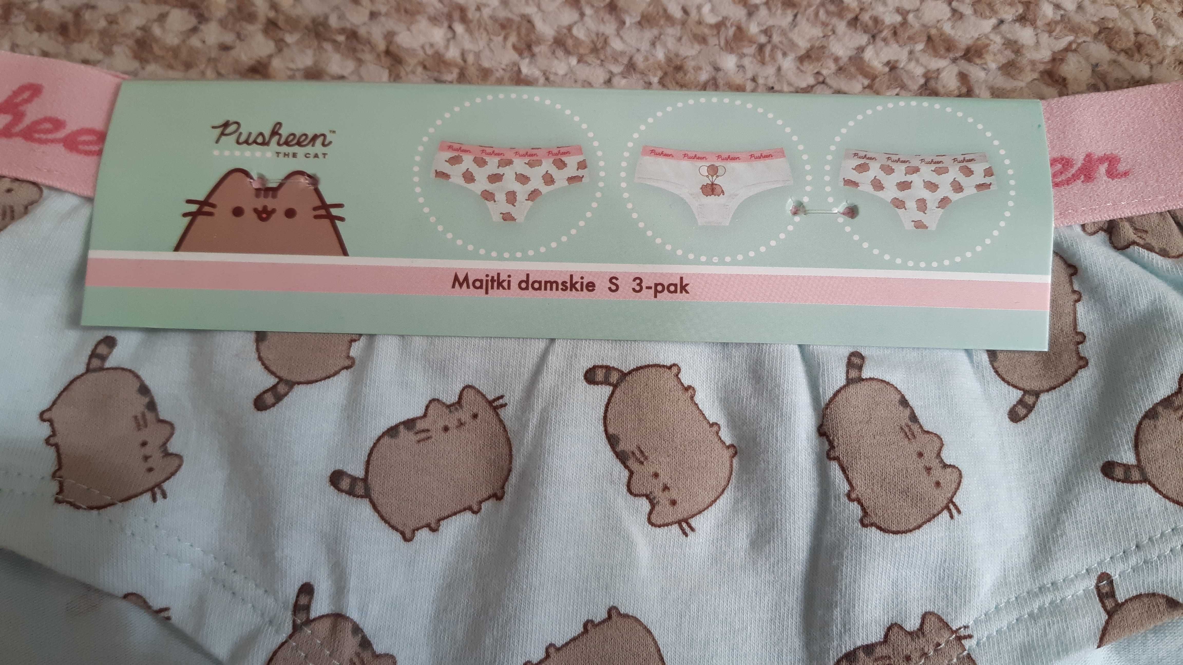 Nowe damskie młodzieżowe majtki Pusheen S 3-pak