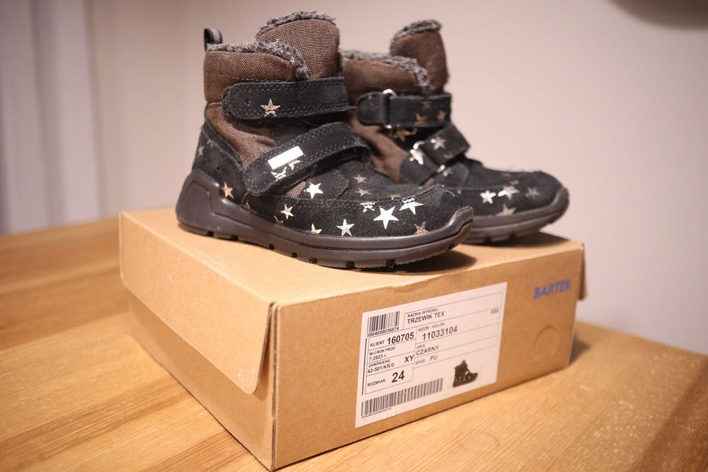 Bartek buty zimowe dla dziewczynki 2-3 lata, czarne, śniegowce, roz:24