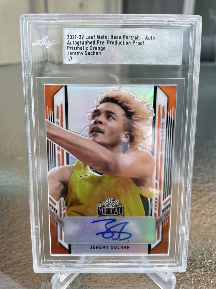Jeremy Sochan karta NBA autograf limit 1/1 Leaf Prismatic Orange