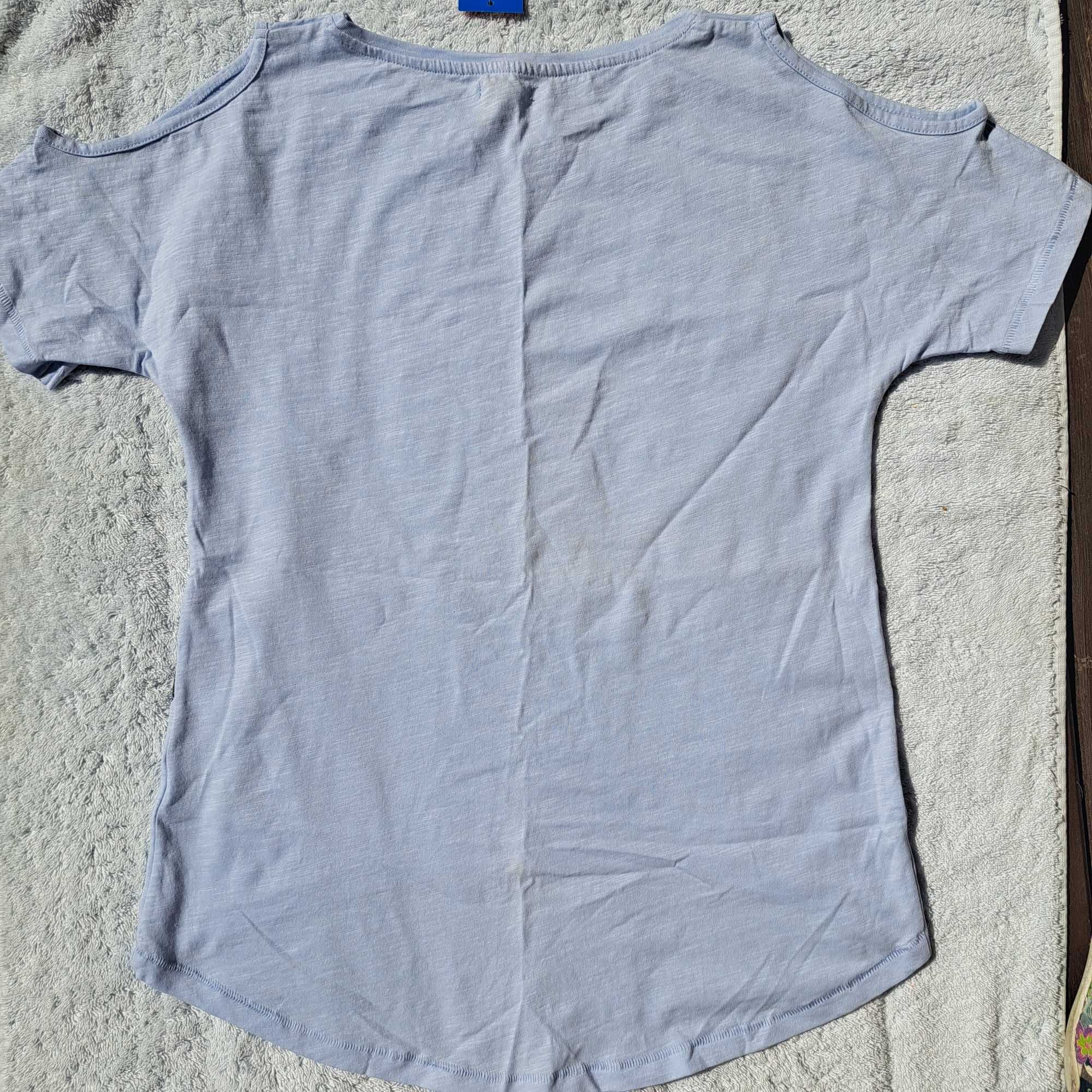 Bluzka T-shirt dziewczęcy damski 158-164 niebieski motyl Nowy
