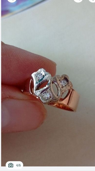 Шикарное Золотое кольцо с бриллиантами. СССР. Фото ВЖИВУЮ