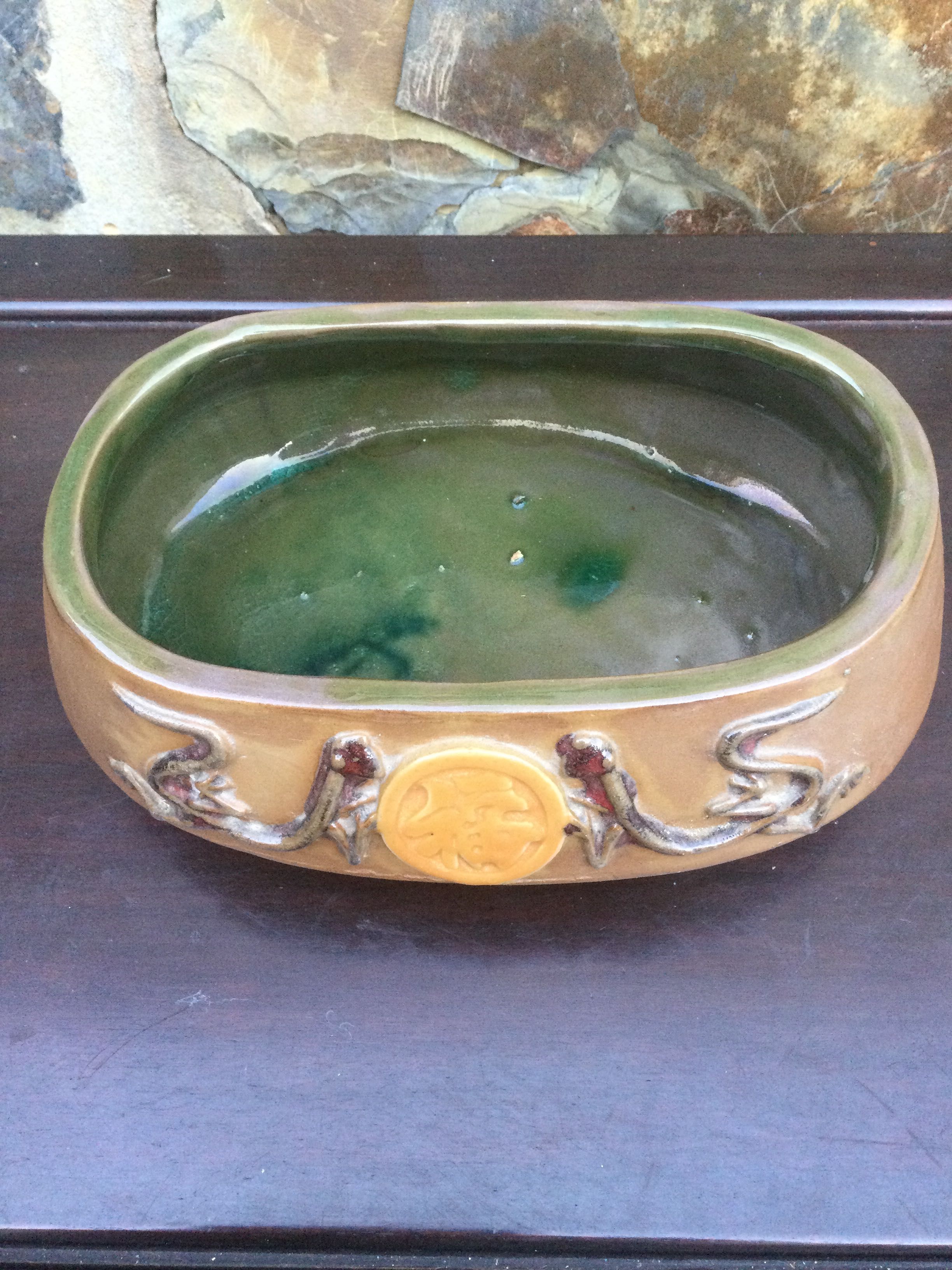 Taça cerâmica Shiwan Chinesa séc XIX Marcada  23 cm