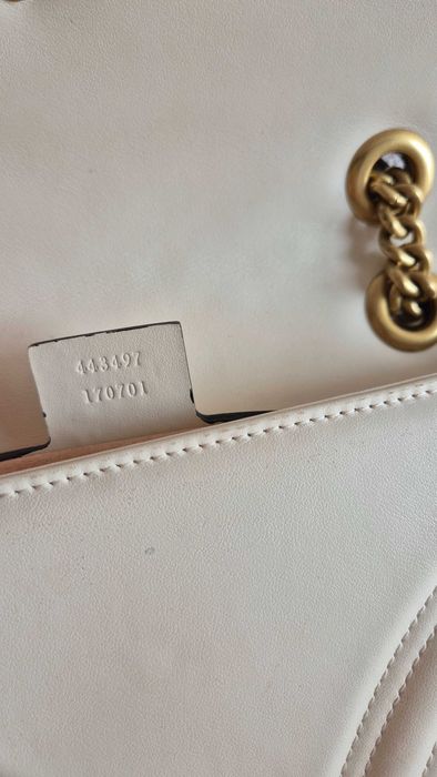 Torebka Gucci Marmont, skóra, skórzana, luksusowa, kremowa, ecru