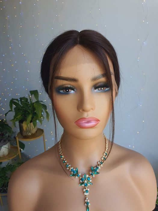 Peruka z włosów naturalnych ludzkich ciemnym brąz Megan lace front