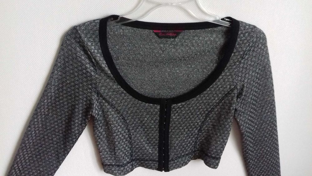 Szary sweterek MISS SELFRIDGE crop top bolerko bluzka wiskoza | 36 S