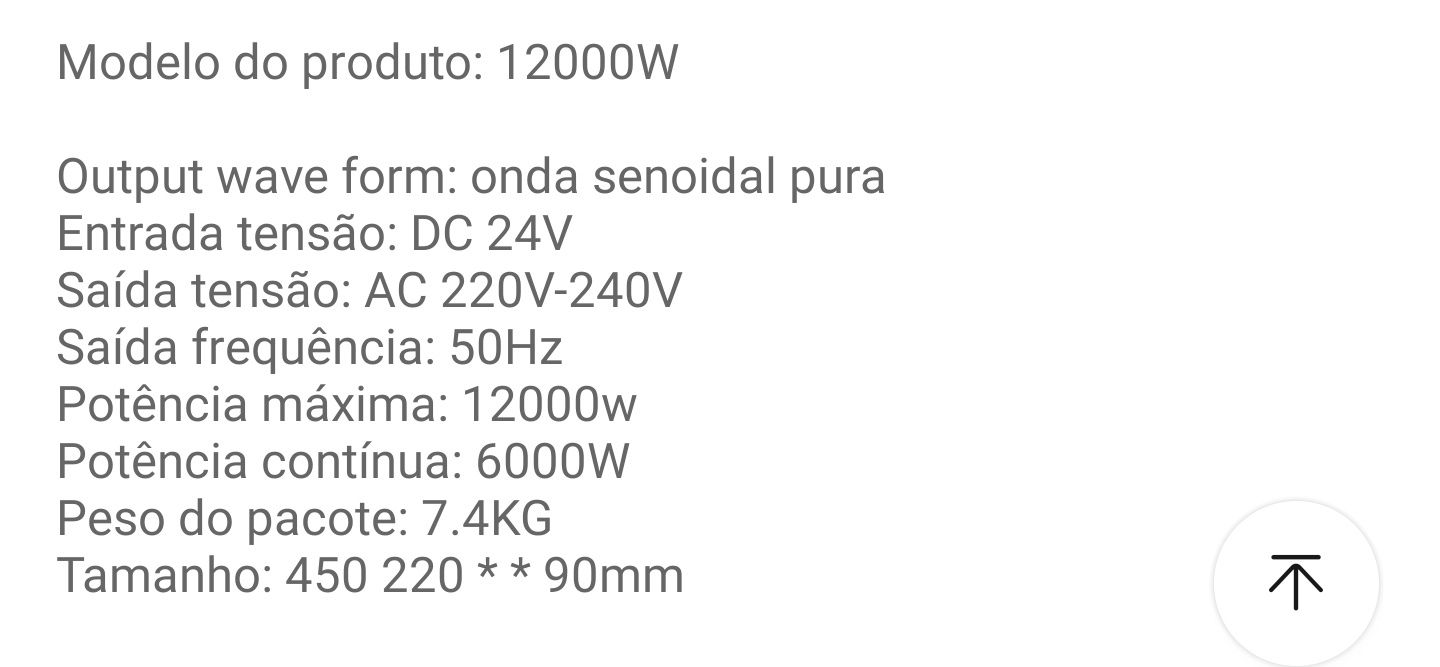 Transformador inversor de 12000 watts