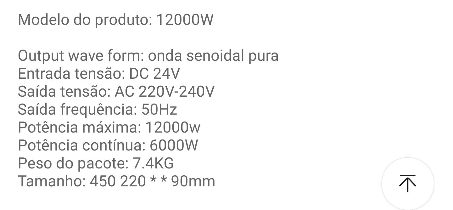 Transformador inversor de 12000 watts