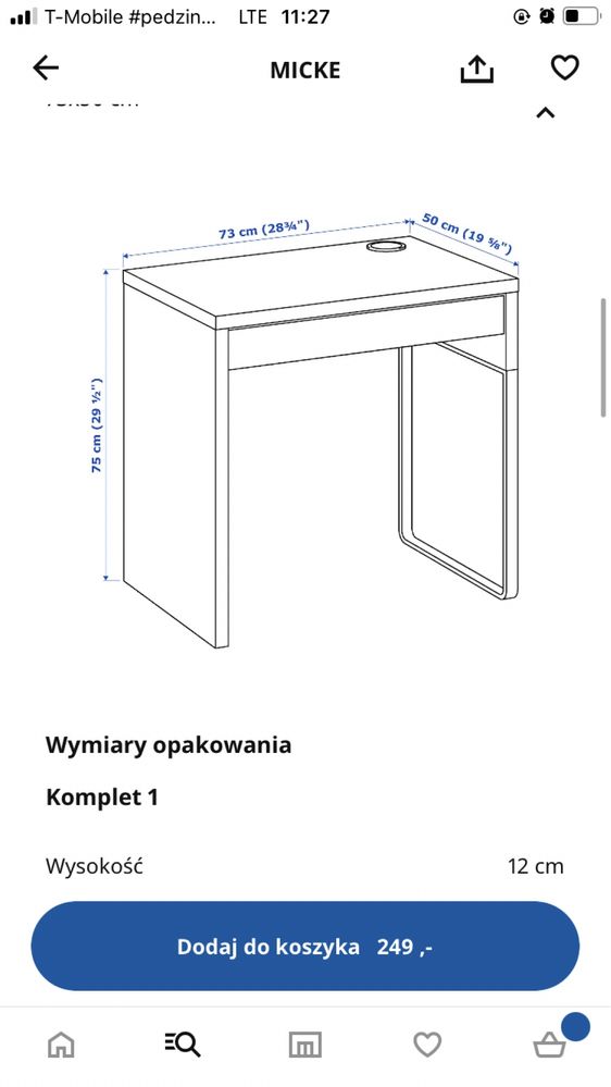 Biurko ikea z szufladą