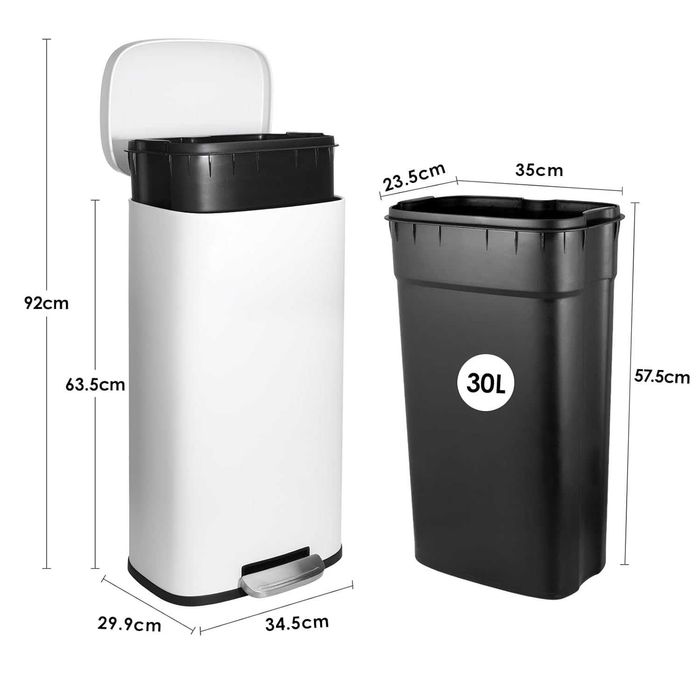 Nowy metalowy kosz na śmieci / kubeł / 30l / biały !A3094!