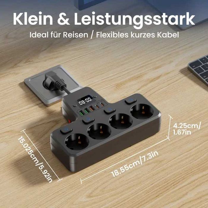 Сетевой фильтр 4 розетки + 3 USB-A, 2 USB-C