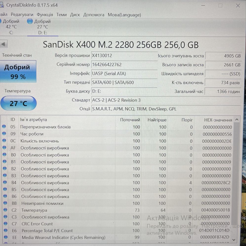 SSD m.2 2280 256gb Sandisk Toshiba
