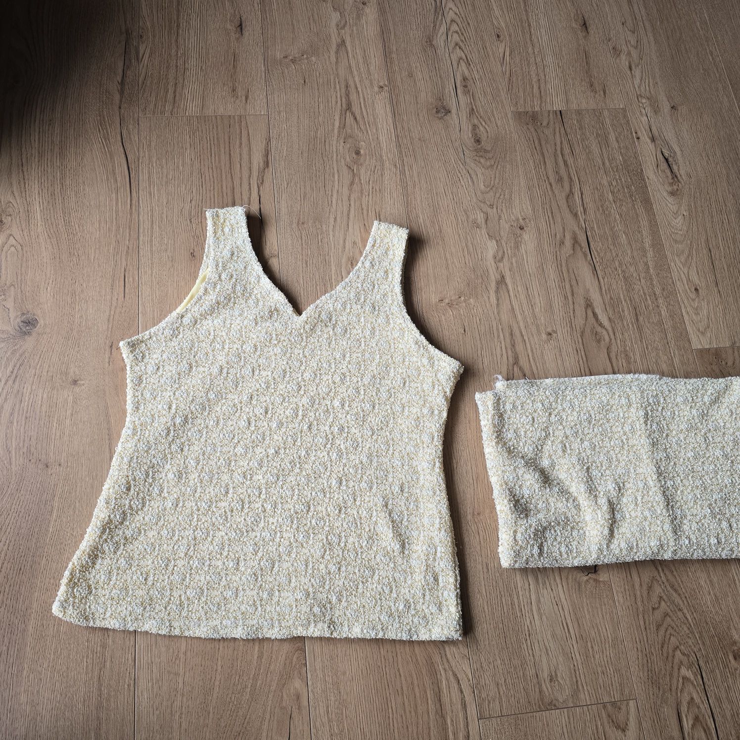 Komplet spodnica midi tuba Zara bluzka l 40 cytryna vintage handmade