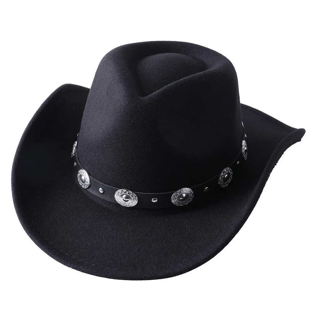 Чорний чоловічий капелюх у західному стилі вестерн