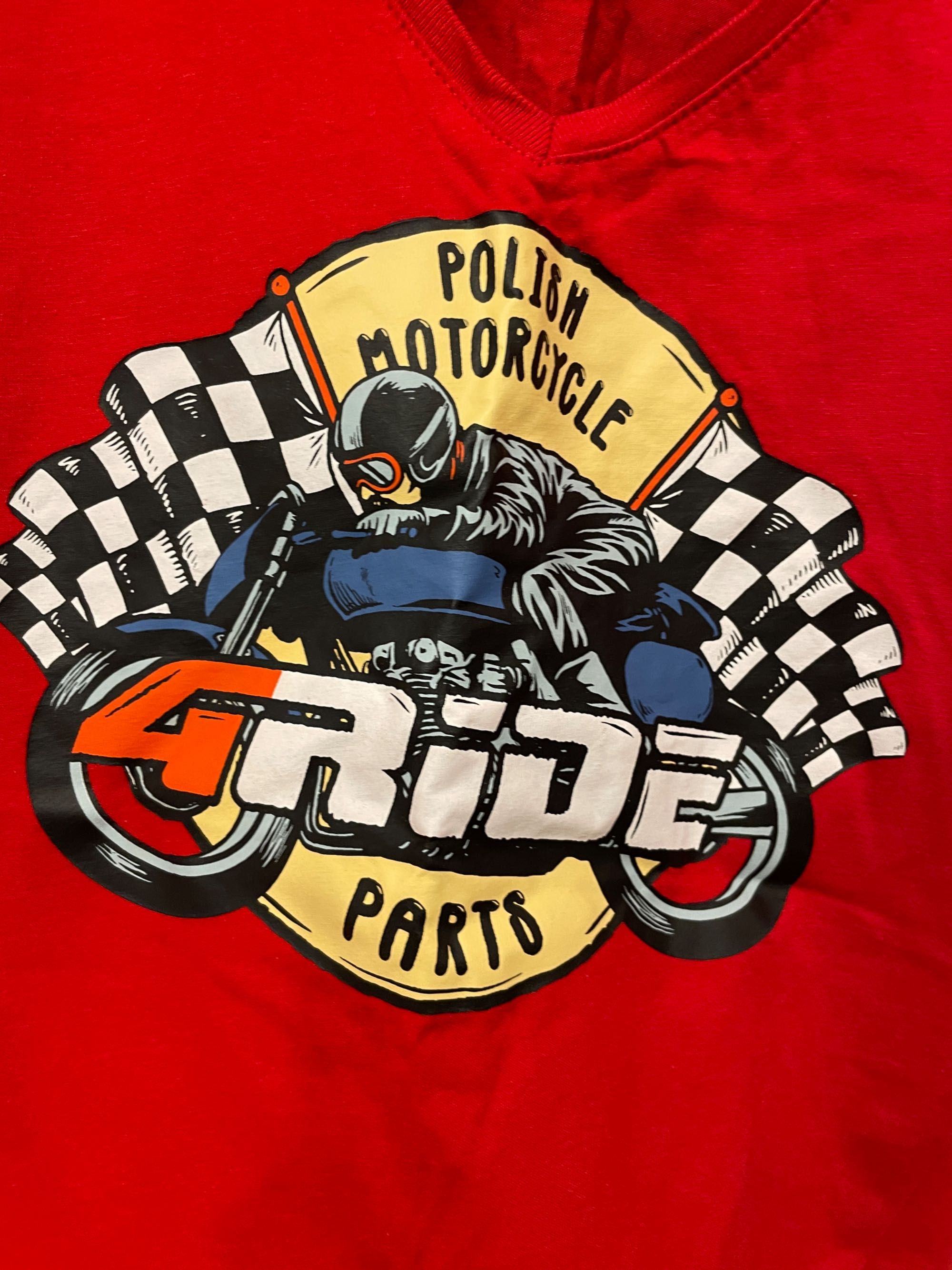 Koszulka motocyklowa bluzka tshirt trykotka czerwona 4ride nowa S M