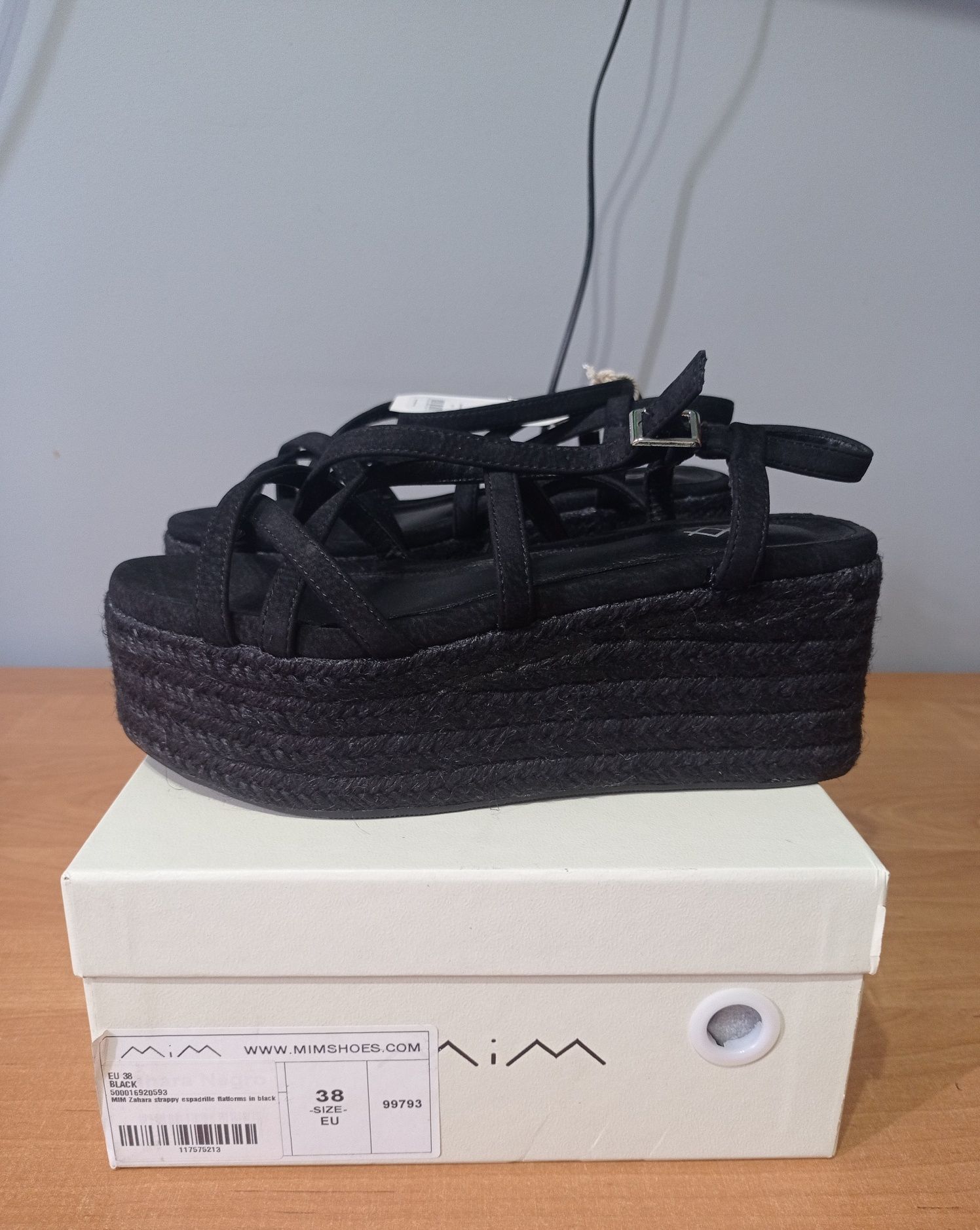 Buty 38 sandały na platformie ze sznurkiem koturny Mim lato