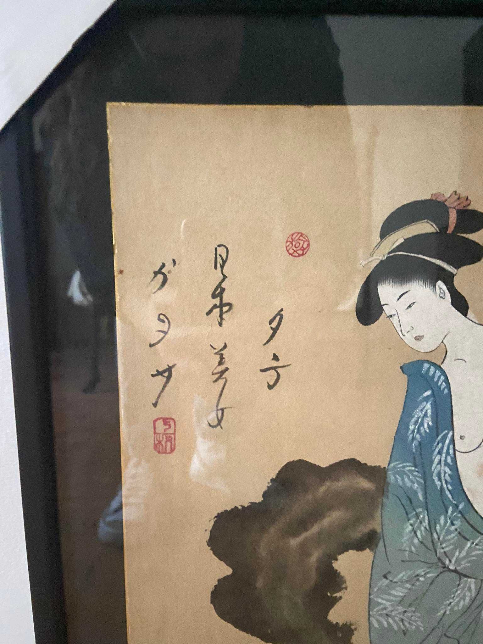 Desenho pintado original de Kitagawa Utamaro Sec. XVIII